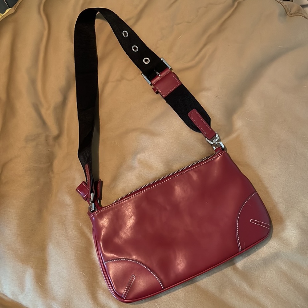 Nine West red faux leather mini bag with adjustable shoulder strap